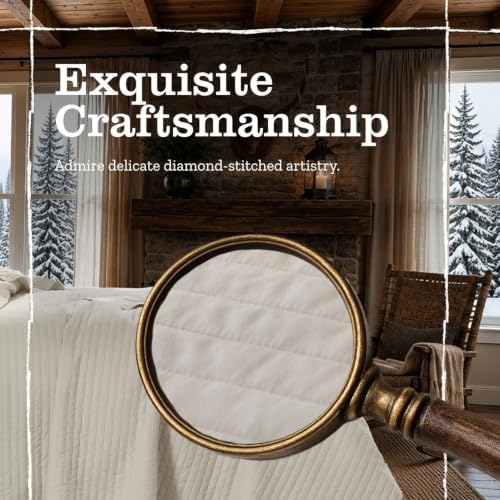 DOWN HOME King Quilt Bedding Set with Shams, Vintage Washed Soft Quilted Blanket Thin Comforter Lightweight Bedspread Coverlet Bed Cover, Brushed Microfiber Stripe Stitching, Linen White, 104"x90"