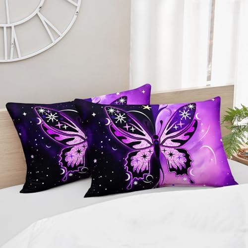 HOSIMA Girls Butterfly Bedding Sets Full,1 Fitted Sheet+2 Pillowcases.