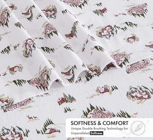RUVANTI Flannel Sheets Set Queen Size,Hilly Huts
