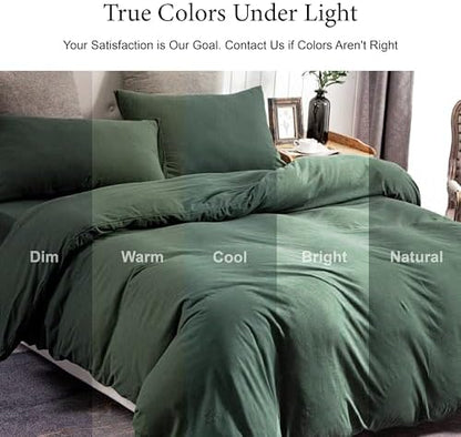 PURE ERA Jersey Knit Duvet Cover Set Solid Forest Green King