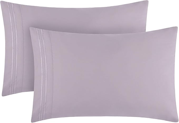 Mellanni Pillow Cases - Luxury, Extra Soft, Cooling Pillow Covers - 2 PC Iconic Collection Pillowcases - Envelope Closure (Standard/Queen 20"x30", Lavender)