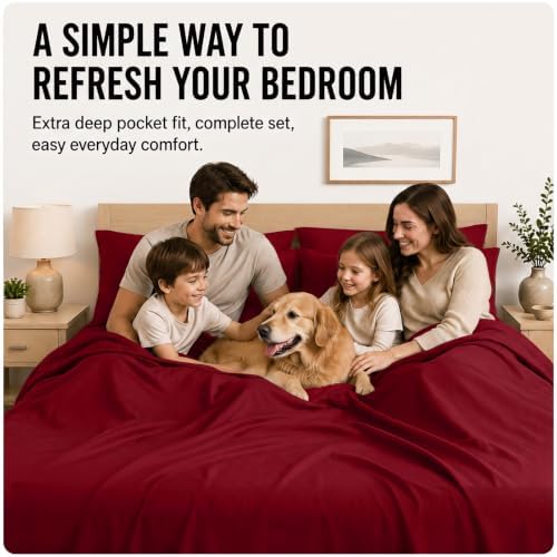 CozyLux Twin XL Sheet Set 4-Piece, 21-Inch Deep Pocket, Soft Brushed Feel