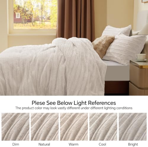 BEDELITE Faux Fur Twin/Twin XL Comforter Set, Fluffy Bed Set, Linen