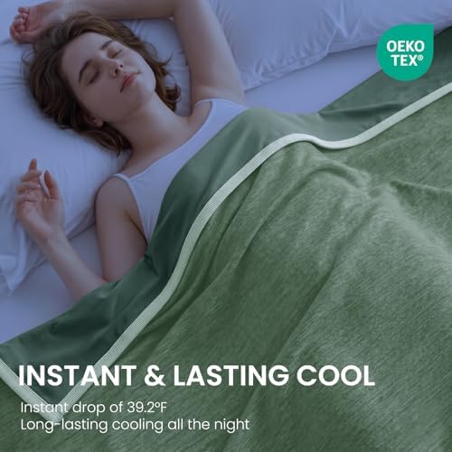Topcee Cooling Blanket(90"x108"King Size) for Night Sweats Absorbs Heat to Keep Adults Cool on Warm Nights, Q-Max 0.5 Cooling Blankets for Hot Sleepers, Ultra-Cool Lightweight Blanket for Bed