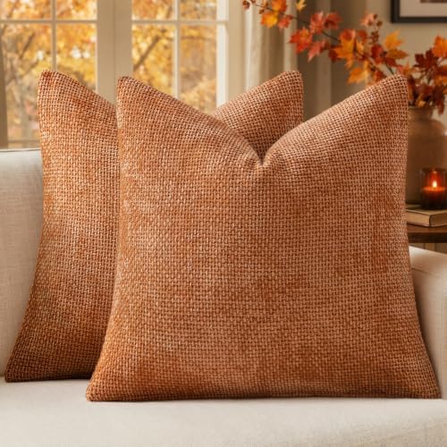 MIULEE Fall Decorative Orange Couch Throw Pillow Covers 20x20 Inch 2 Pack