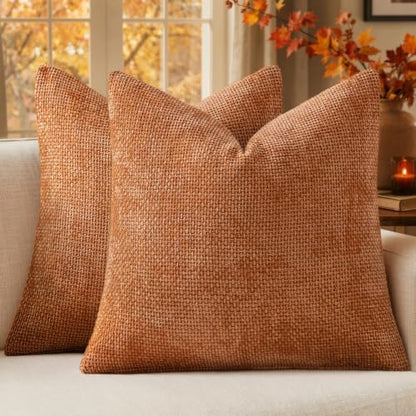 MIULEE Fall Decorative Orange Couch Throw Pillow Covers 18x18 Inch 2 Pack