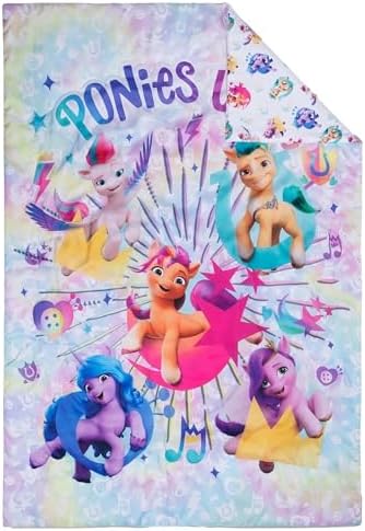 My Little Pony 4 Piece Toddler Bedding Set - Includes Quilted Comforter, Fitted Sheet, Top Sheet, and Pillow Case - My Little Pony Character Design for Toddler Bed