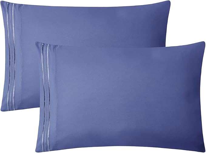 Clara Clark Bed Sheets, Premier 1800 Series 4 Piece Bed Sheet Set, Deep Pocket, Wrinkle, Fade, Stain Resistant, Luxury Soft Bedding Sheets & Pillowcases, Full, Steel Blue