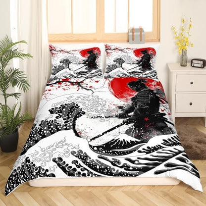 Feelyou Japanese Samurai Duvet Cover Queen Size Boys Girls Teens