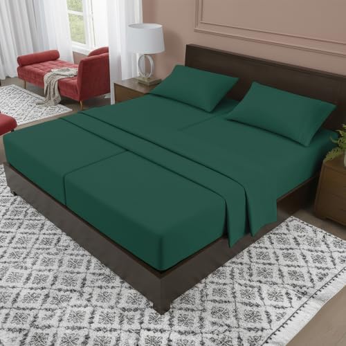 Elegant Comfort Luxury 5-Piece Bed Sheet Set - Luxury Bedding 1500 Premium Hotel Quality Microfiber, Wrinkle Resistant Cool and Breathable, Easy Elastic Fitted, Split King, Hunter Green