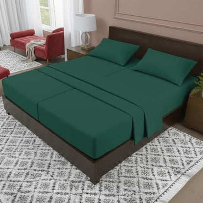 Elegant Comfort Luxury 5-Piece Bed Sheet Set - Luxury Bedding 1500 Premium Hotel Quality Microfiber, Wrinkle Resistant Cool and Breathable, Easy Elastic Fitted, Split King, Hunter Green
