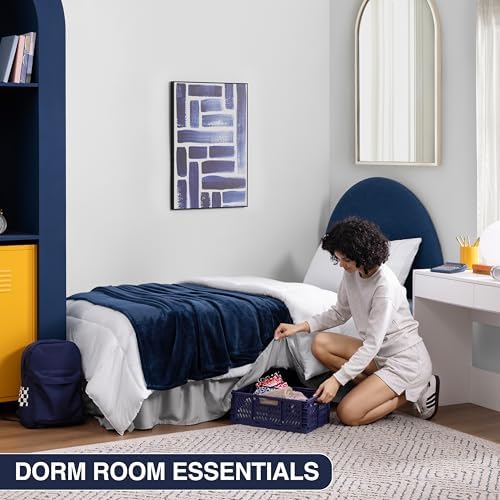 Casual Living Twin XL Bed Skirt, Ruffled Wrap-Around, 15" Drop, Grey