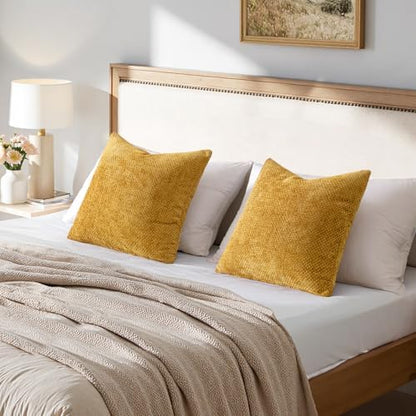 MIULEE Decorative Gold Euro Sham Throw Pillow Covers 24x24 Inch 2 Pack