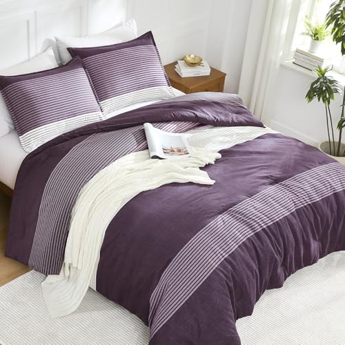 Litanika Purple Twin/Twin XL Comforter Set - 2 Pieces Stripe Bedding Sets