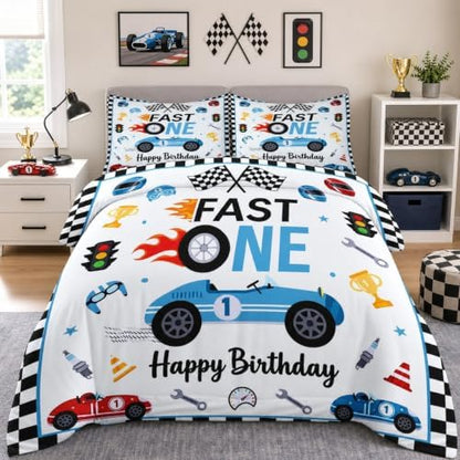 Pamnest Full Comforter Set, 3 Pieces Birthday Car Bedding, All Season