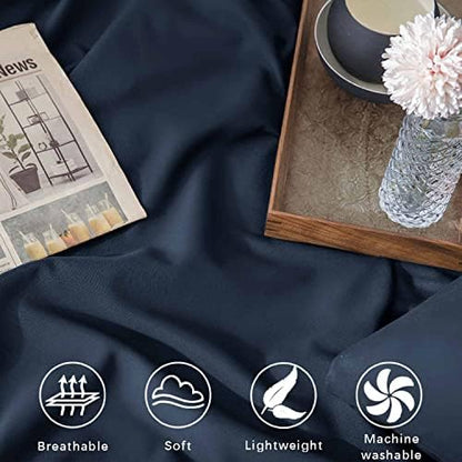 Queen Size Comforter Set 3 Piece, Navy Blue, 90x90 inch
