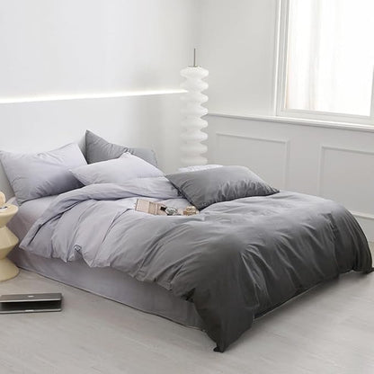 CLOTHKNOW Grey Silver California King Comforter Set Gradient Gray Bedding Comforter Sets Soft Tone Grey Comforter with 2 x Pillow Cases