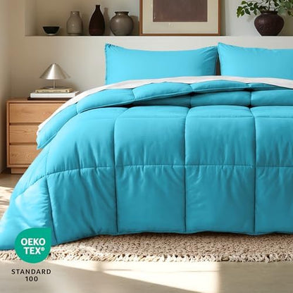 Bare Home Queen Comforter Set - 1800 Ultra Soft (Queen, Aqua)