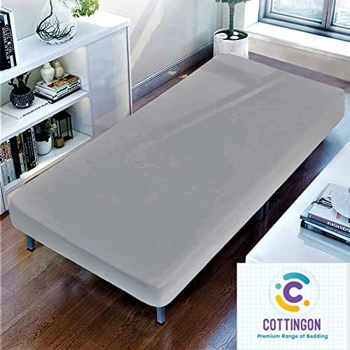 1 PC Cot Size 33" x 75" Fitted Sheet Only, 100% Egyptian Cotton, Light Grey
