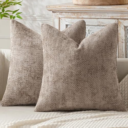 MIULEE Decorative Couch Throw Pillow Covers 20x20 Inch Light Khaki 2 Pack