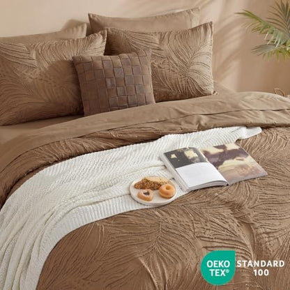 King Size Comforter Set-7 Pieces Brown Bed in a Bag King Bedding Set