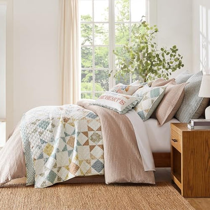 Levtex Home Cloud Waffle Full/Queen Comforter Set (90x94in) with 2 Pillow Shams (26x20in) - Solid Waffle Cotton Texture - Blush - 100% Cotton Full/Queen Size Comforter Set - Soft, Pre-Washed