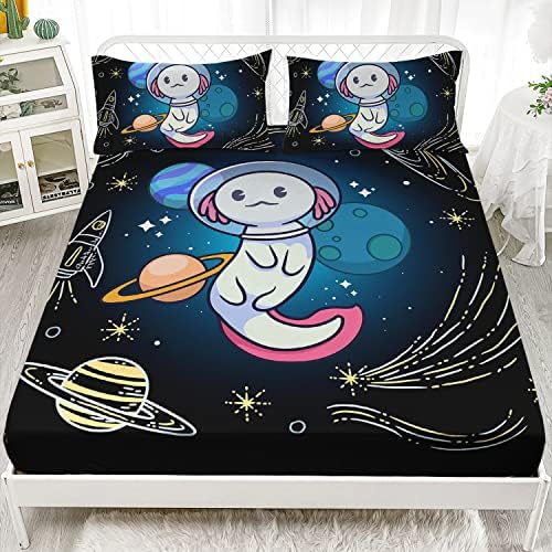 HOSIMA Axolotl Bedding Sets Full for Kids,1 Fitted Sheet+2 Pillowcases.