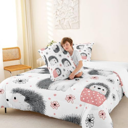 Feelyou Hedgehog Bedding Set Queen Size Bedding Set for Girls Teens