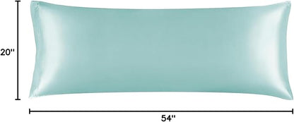 BEDELITE Satin Body Pillow Cover, Super Soft and Cooling Body Pillow Pillowcase for Hair and Skin, Breathable Silky Full Long Pillowcase Cover(20"x54", Blue Grey)