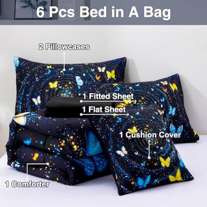 A Nice Night Comforter Set, Galaxy Theme,Twin, Blue