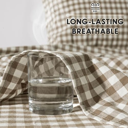 SONORO KATE 100% French Linen Queen Size Sheets Set,Natural Flax Bedding