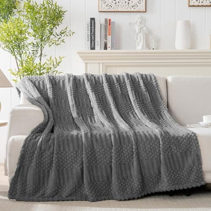 60x80 Inch Grey Twin Blanket - Soft & Fluffy Fleece, Cute & Aesthetic, Perfect for Sofa, Couch, Chair, Bed, Living Room & Bedroom, All-Season Use, Plush & Cozy Decorative Blanket
