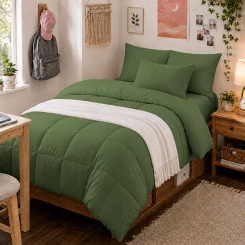 Anluoer Twin Comforter Set, 5 Piece Bed in a Bag Twin Bedding Sets