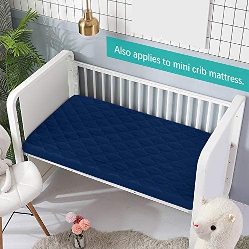 Pack and Play Mattress Protector Sheets Fitted Waterproof for Playard, Navy
