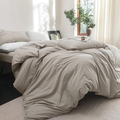 FOSSA Duvet Cover Set 100% Washed Cotton Linen Feel King