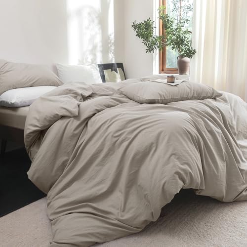 FOSSA Duvet Cover Set 100% Washed Cotton Linen Feel Oversized King Plus