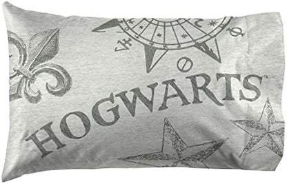Jay Franco Kids Sheet Set with Fitted, Flat Sheets & Pillow Cover - Ultra-Soft Bedding with Pillowcase for Room Decor, Gray - Harry Potter, 3 Piece Twin