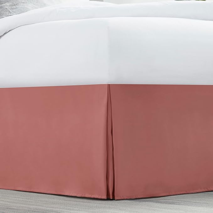 Nestl Pink Clay Twin Bed Skirt - Twin Size Bed Skirt 14 Inch Drop - Brushed Microfiber Bed Skirts - Hotel Quality Pleated Bed Skirt - Shrinkage & Fade Resistant