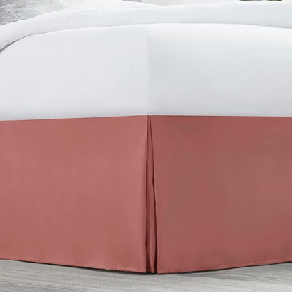 Nestl Pink Clay Twin Bed Skirt - Twin Size Bed Skirt 14 Inch Drop - Brushed Microfiber Bed Skirts - Hotel Quality Pleated Bed Skirt - Shrinkage & Fade Resistant