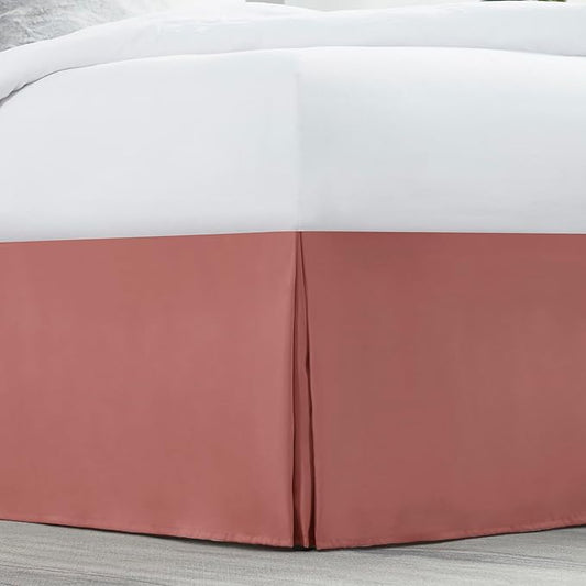 Nestl Pink Clay Twin Bed Skirt - Twin Size Bed Skirt 14 Inch Drop - Brushed Microfiber Bed Skirts - Hotel Quality Pleated Bed Skirt - Shrinkage & Fade Resistant