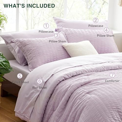 Love's cabin Seersucker Lavender King Size Comforter Set