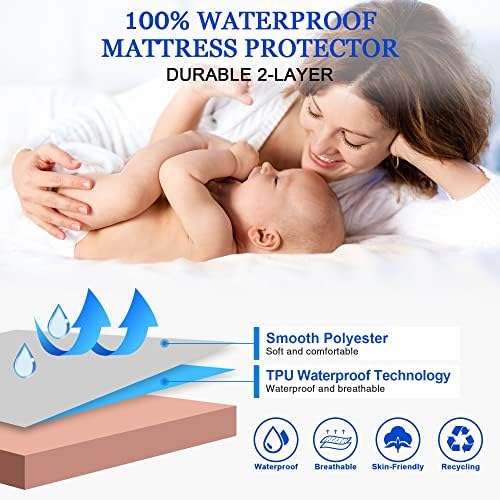 Sufdari King Size Mattress Protector,Waterproof Mattress Cover,18" Deep Pocket Mattress Protector,Dust Proof Bed Protector for Dogs/Cats/Pets/Kids-Light Pink,King