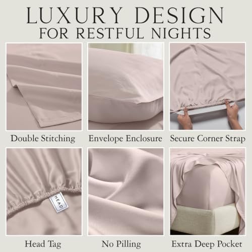 KARISSA MAE 6 Piece Luxury Bamboo Viscose Cal King Sheet Set, 4 Pillowcases