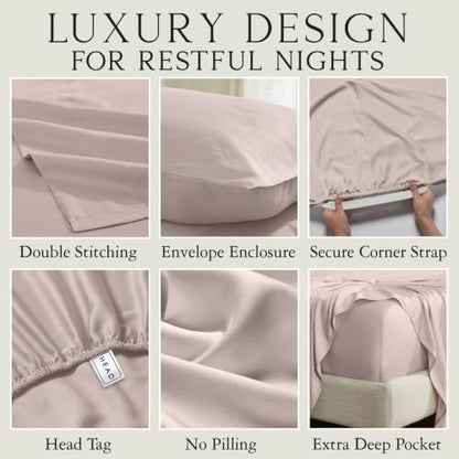 KARISSA MAE 6 Piece Luxury Bamboo Viscose Cal King Sheet Set, 4 Pillowcases