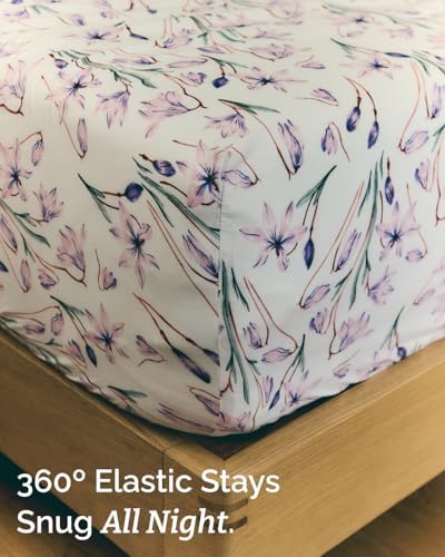 Cal King 4 Piece Boho Botanical Floral Sheet Set - Soft & Cooling - Iris