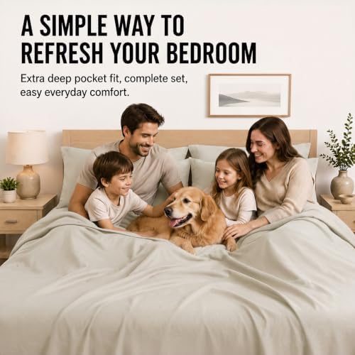 CozyLux Cal King Sheet Set 6-Piece, 21-Inch Deep Pocket, Soft Brushed Feel
