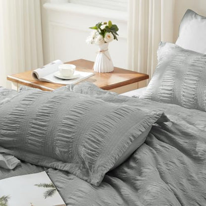 Zzlpp Full Size Comforter Sets 7 Piece, Grey Bed in a Bag Full Bedding Set
