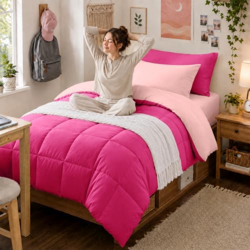 Anluoer Twin Comforter Set, 5 Piece Bed in a Bag Twin Bedding Sets
