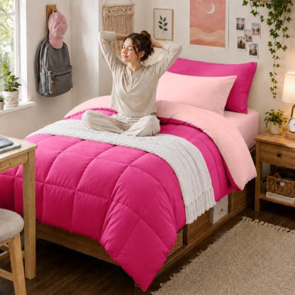 Anluoer Twin Comforter Set, 5 Piece Bed in a Bag Twin Bedding Sets