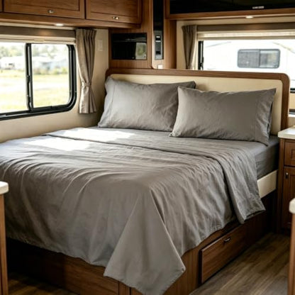 Kingnex RV King Sheets 72 x 80 Set for 6" to 8" Camper Bed Mattress Grey
